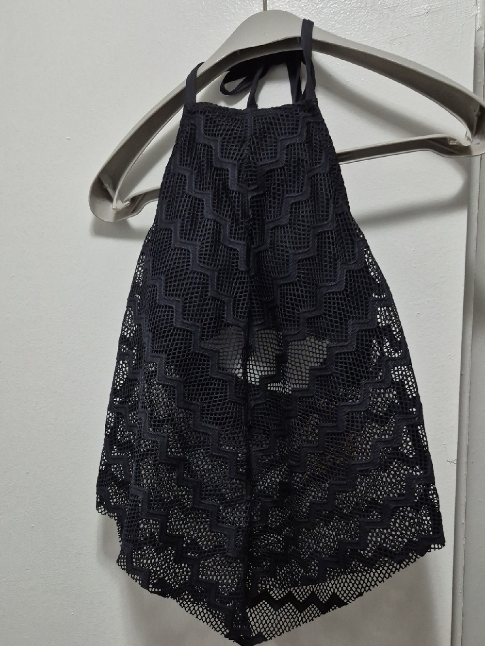 Kona Sol Black Crochet Halter Swim Top